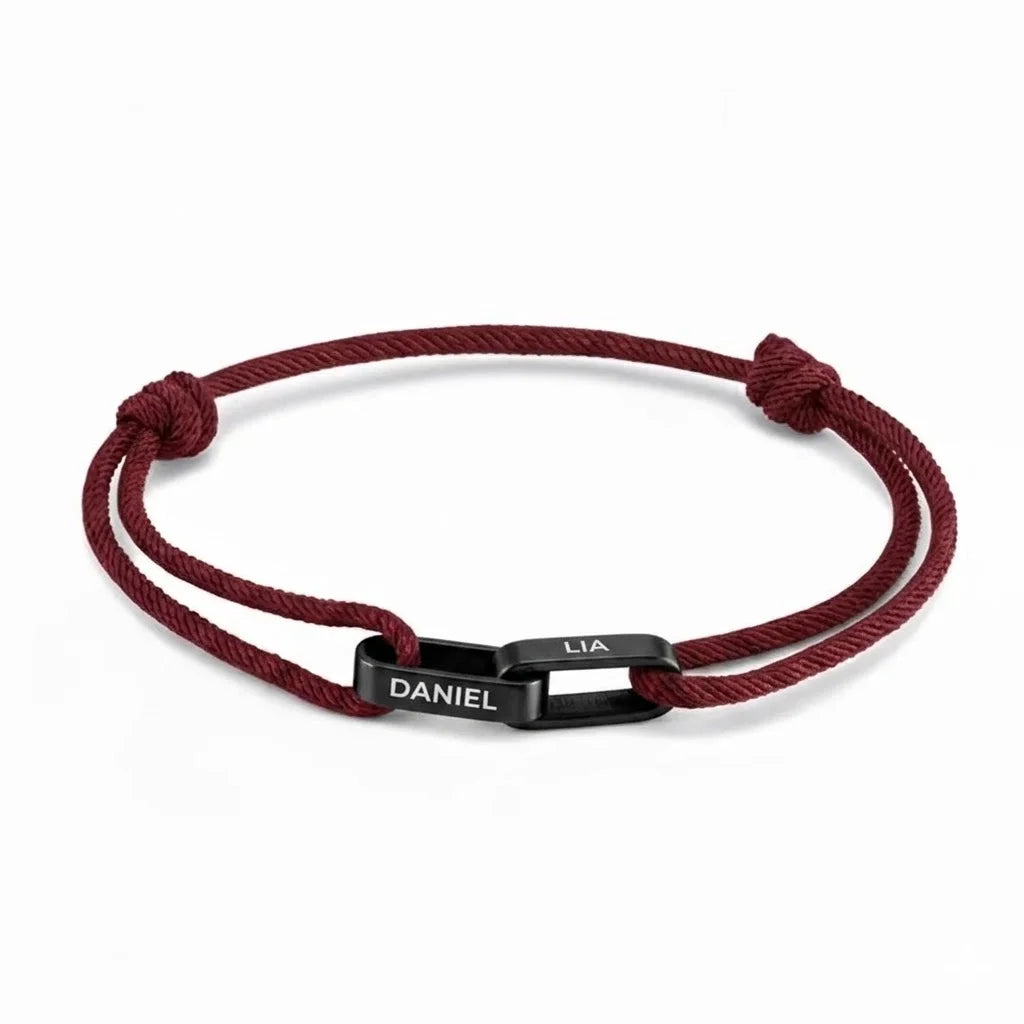 "Always Near You" | Personalised Interlocking Name Bracelet for Couples