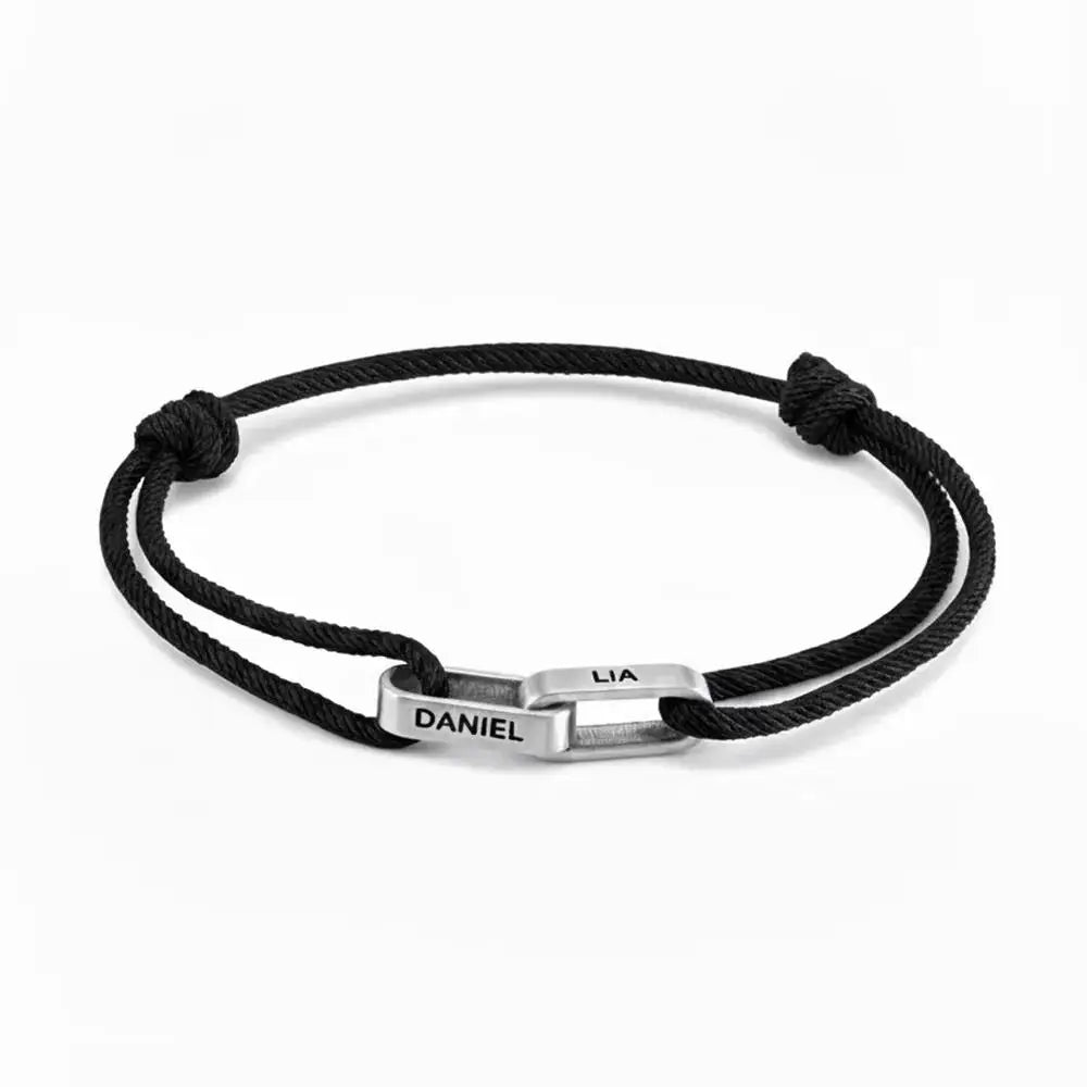 "Always Near You" | Personalised Interlocking Name Bracelet for Couples