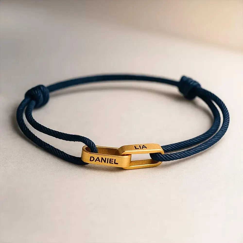 "Always Near You" | Personalised Interlocking Name Bracelet for Couples