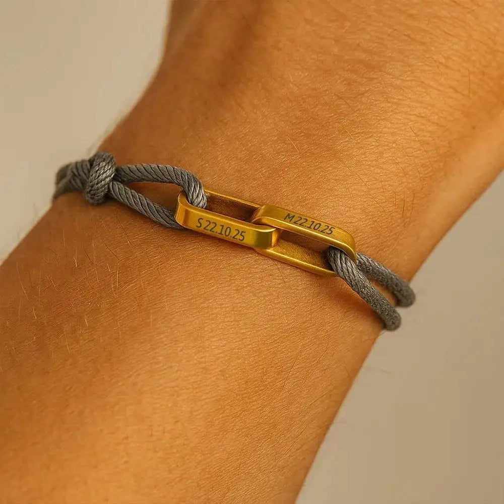 "Always Near You" | Personalised Interlocking Name Bracelet for Couples
