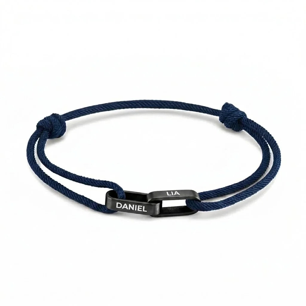 "Always Near You" | Personalised Interlocking Name Bracelet for Couples