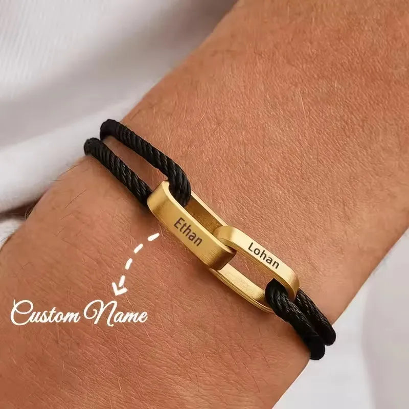 "Always Near You" | Personalised Interlocking Name Bracelet for Couples
