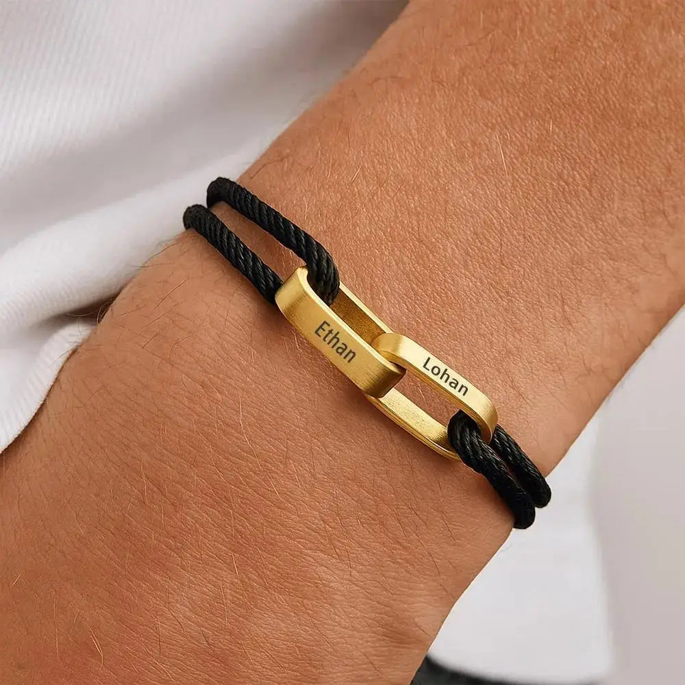 "Always Near You" | Personalised Interlocking Name Bracelet for Couples