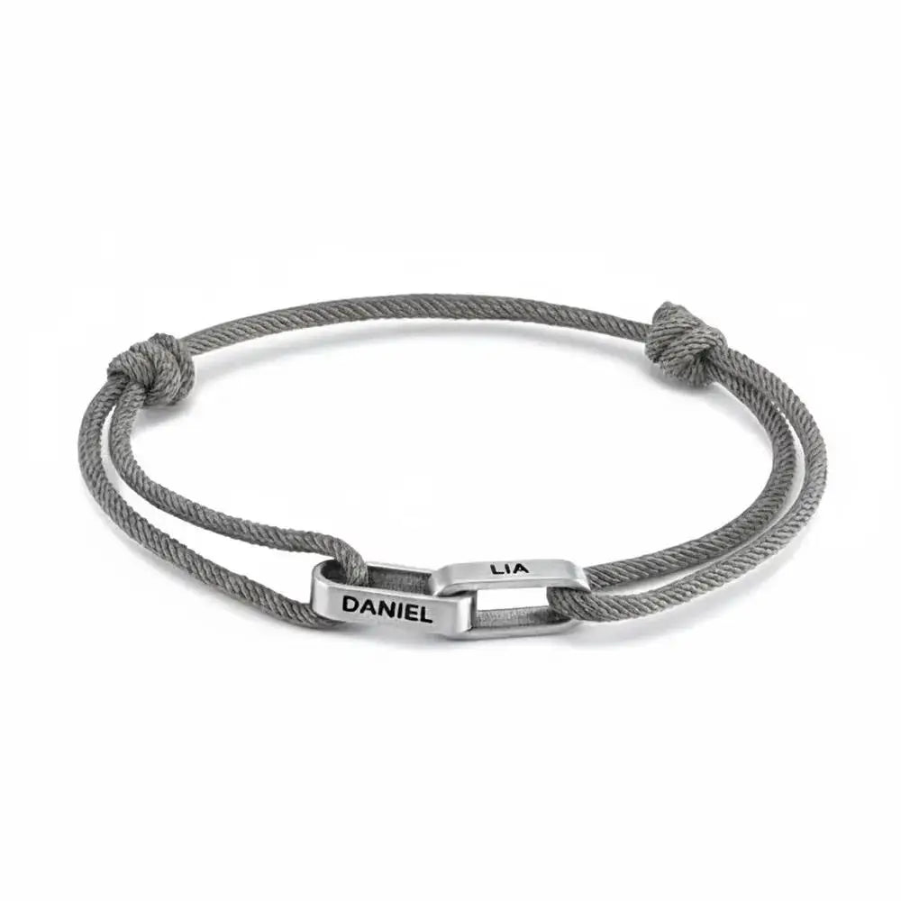 "Always Near You" | Personalised Interlocking Name Bracelet for Couples