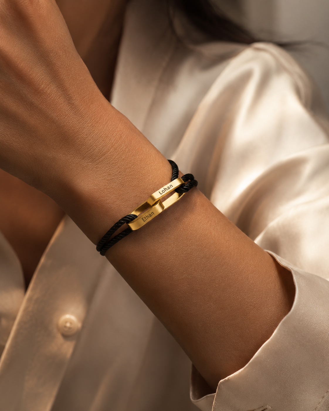 "Always Near You" | Personalised Interlocking Name Bracelet for Couples