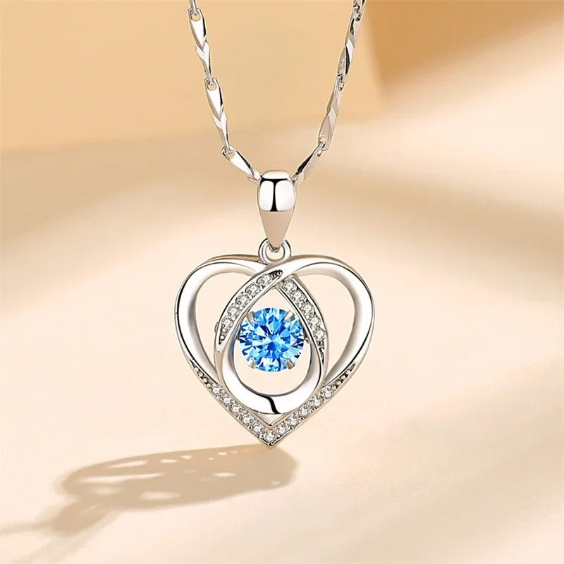 Heart Crystal Necklace & Bracelet Set for Women
