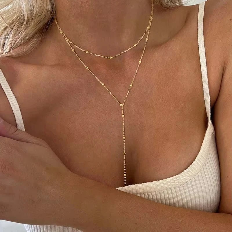 Layered Y-Shaped Lariat Necklace for Women