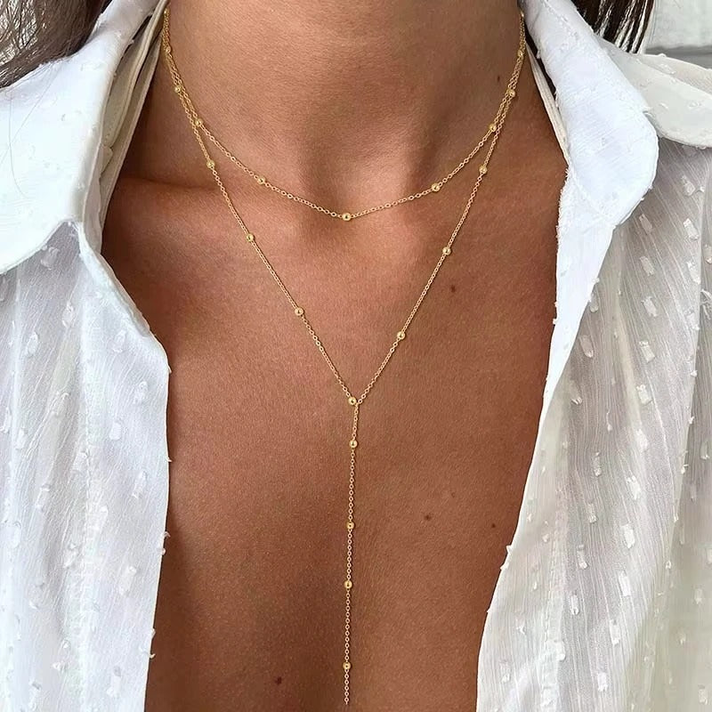 Layered Y-Shaped Lariat Necklace for Women