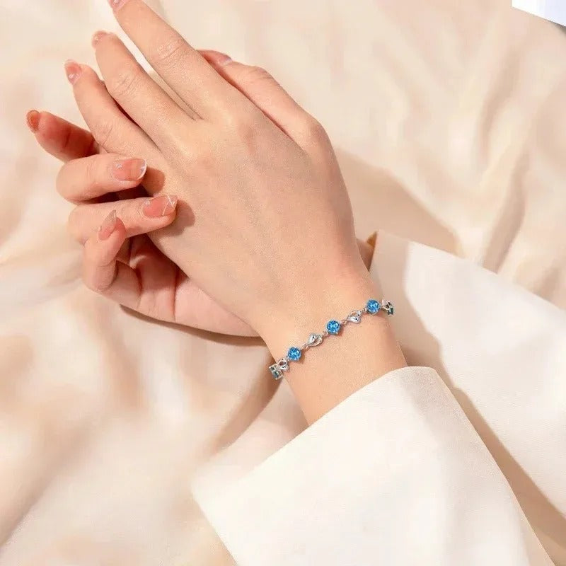 Heart Crystal Necklace & Bracelet Set for Women