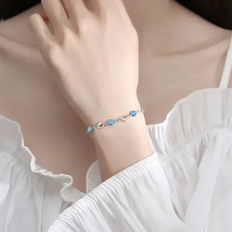 Heart Crystal Necklace & Bracelet Set for Women