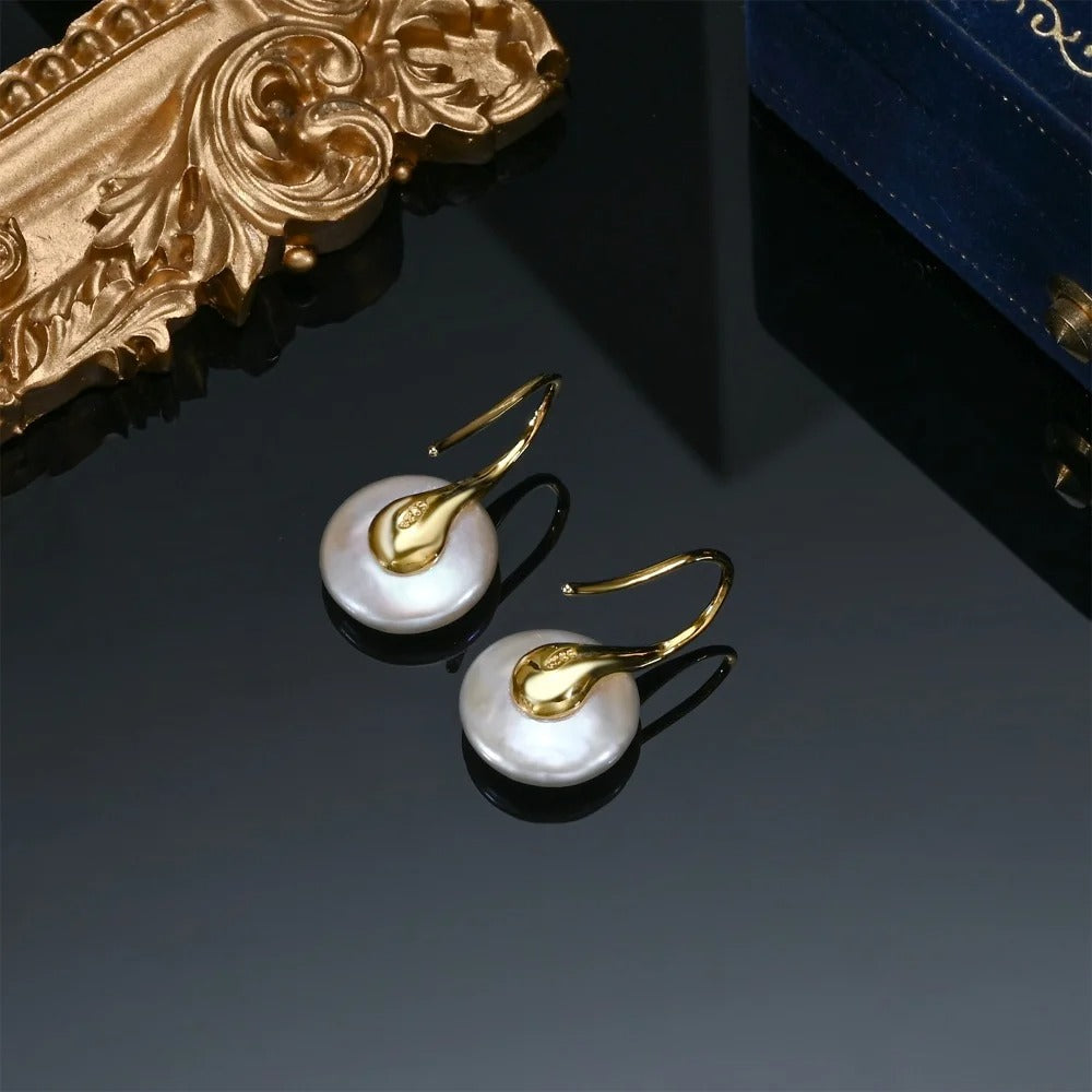 Vintage Button Drop Earrings for Women