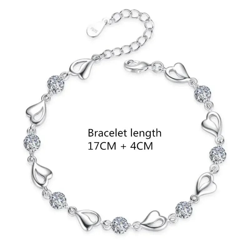 Heart Crystal Necklace & Bracelet Set for Women
